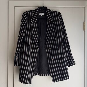 Vintage Valentino Black and White Striped Blazer